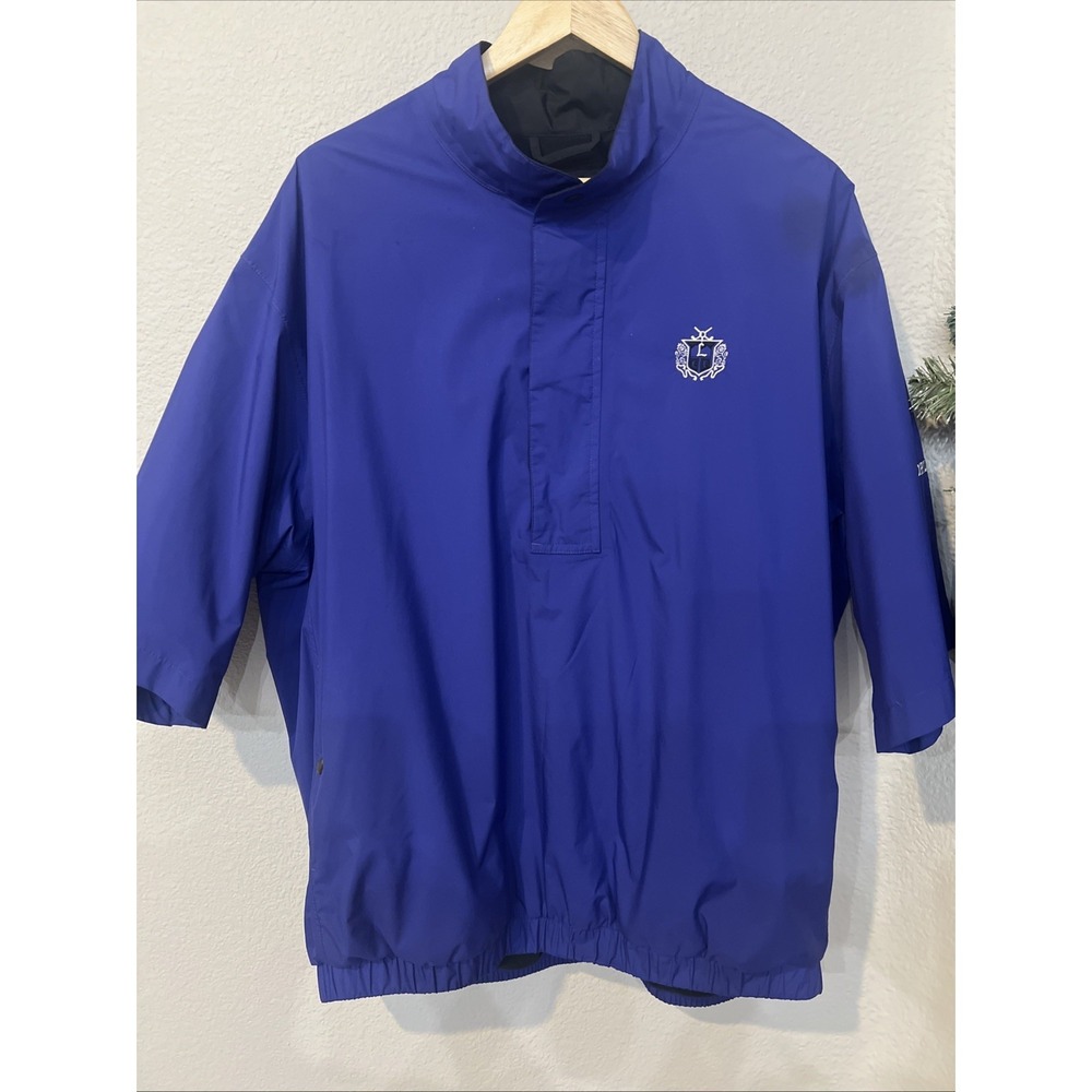 Dryjoys By Footjoy Pullover Jacket Saiae BLUE Rainproof short sleeve Men's LARGE